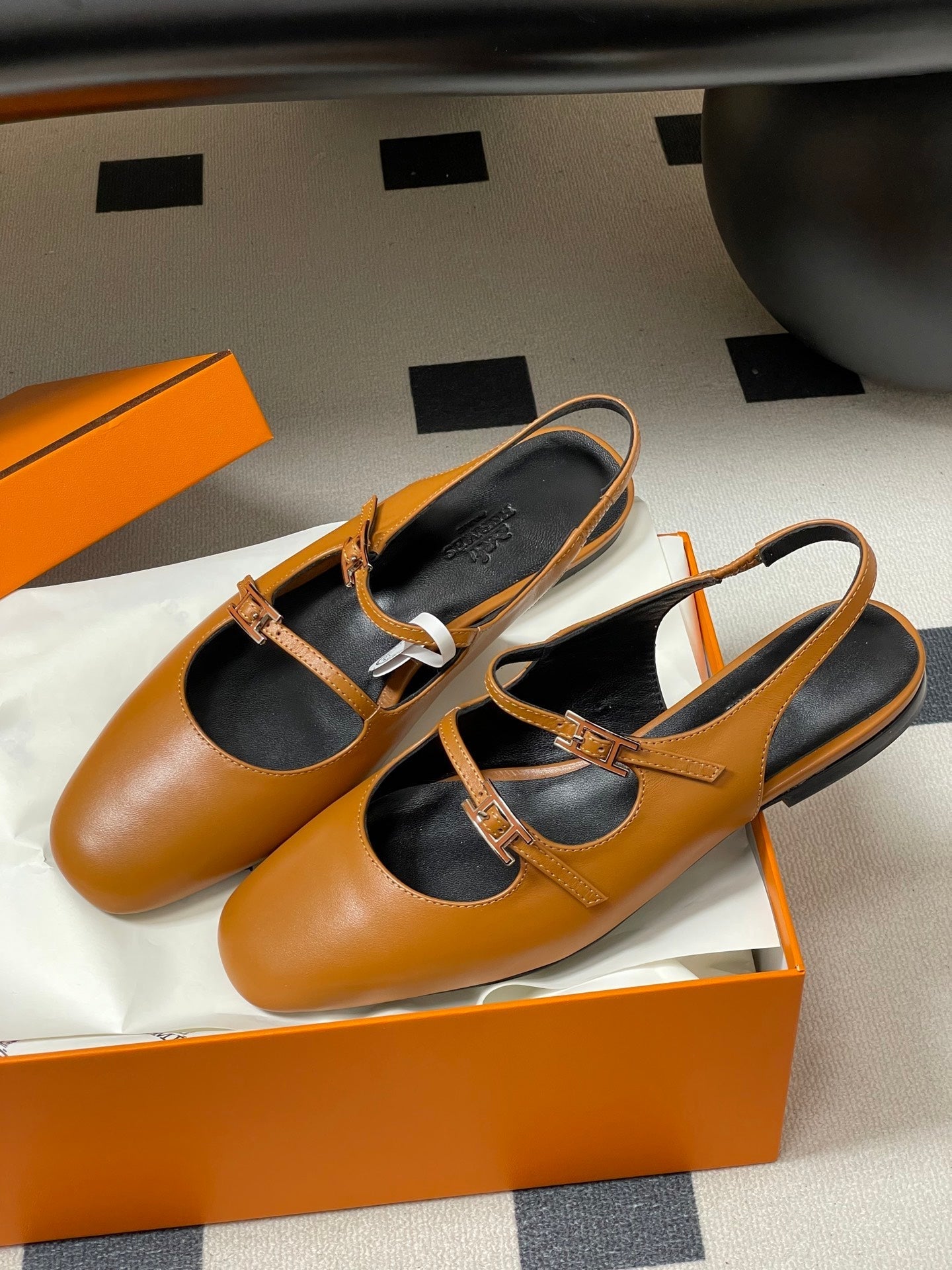 Hermes 26S Mila Open-Heel Sandals Brown in Calfskin 594347