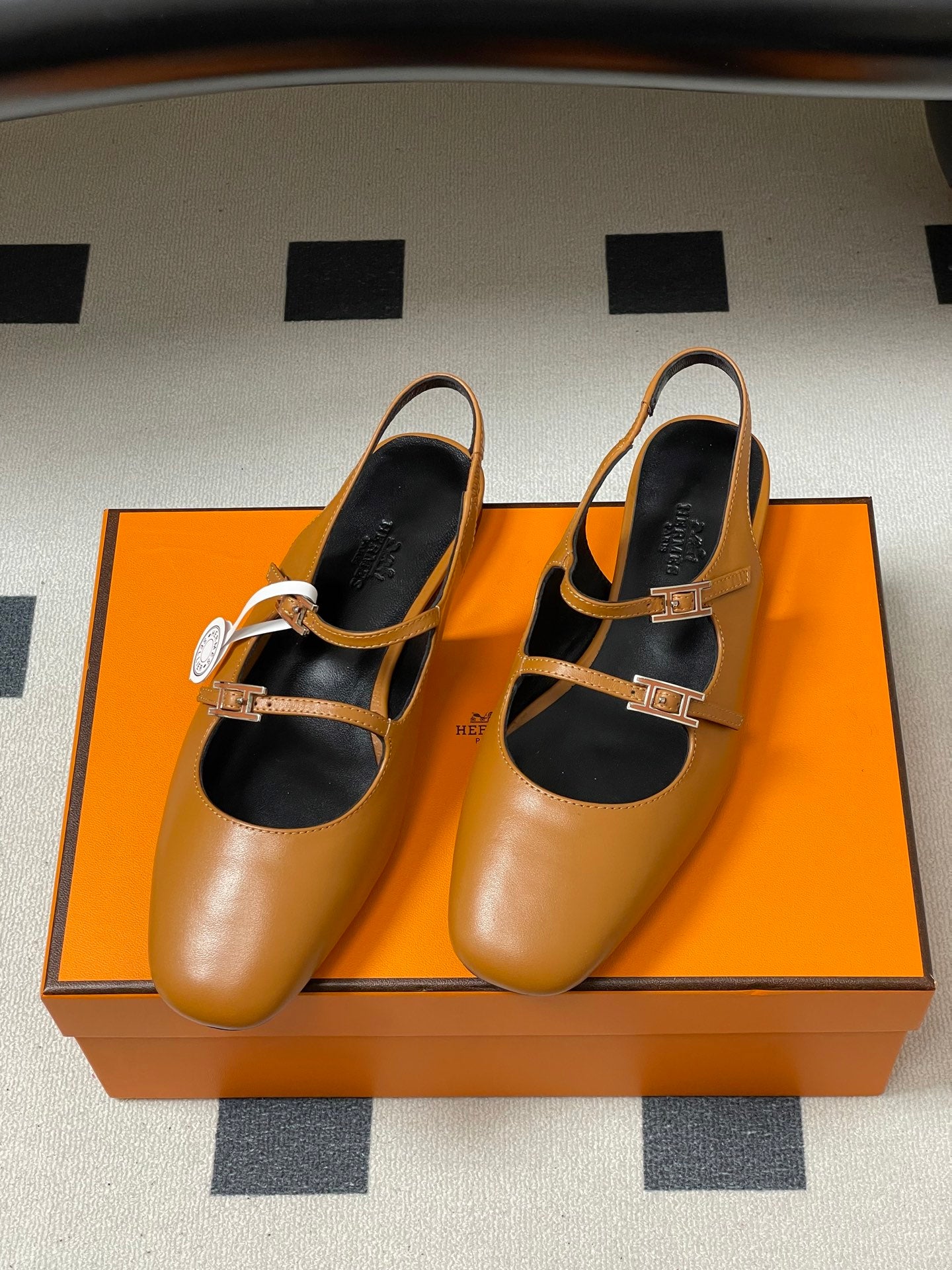 Hermes 26S Mila Open-Heel Sandals Brown in Calfskin 594347