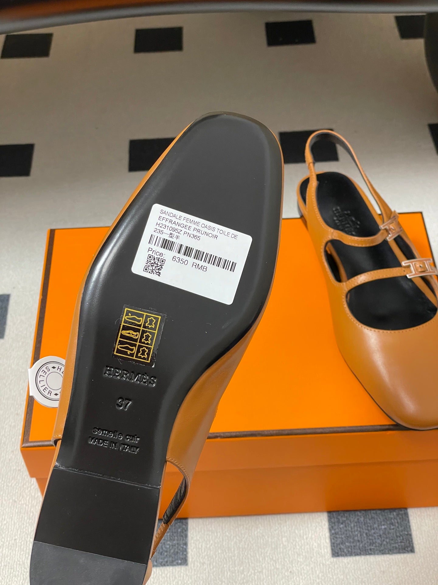 Hermes 26S Mila Open-Heel Sandals Brown in Calfskin 594347