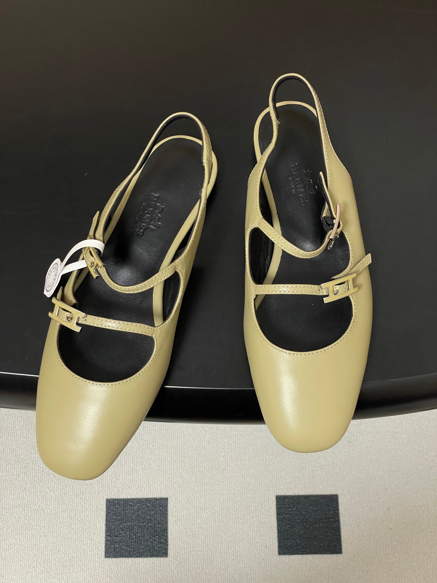 Hermes 26S Mila Open-Heel Sandals Beige in Calfskin 594346