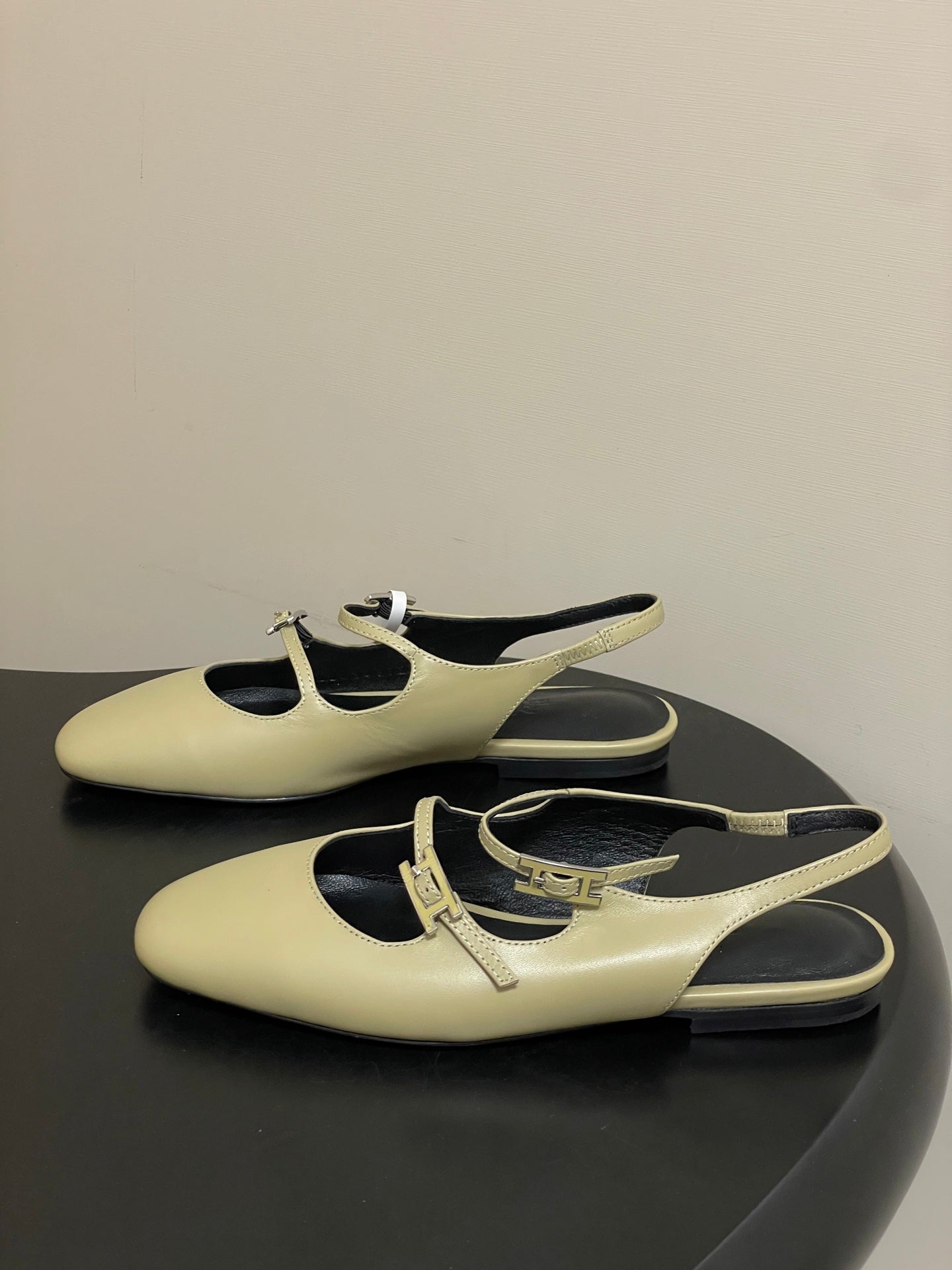 Hermes 26S Mila Open-Heel Sandals Beige in Calfskin 594346
