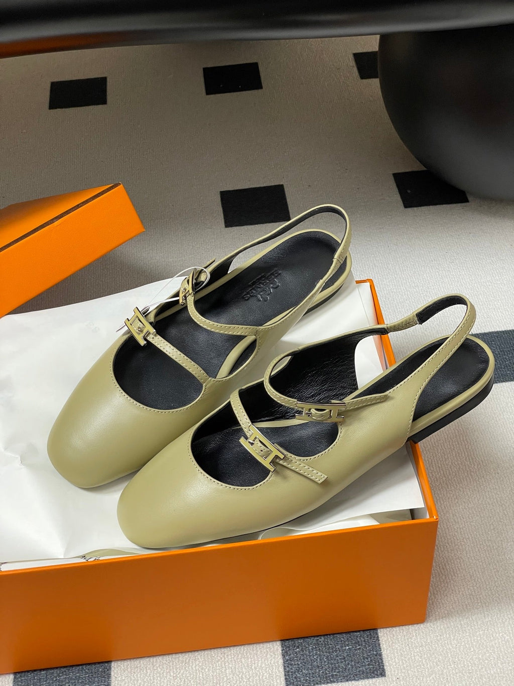 Hermes 26S Mila Open-Heel Sandals Beige in Calfskin 594346