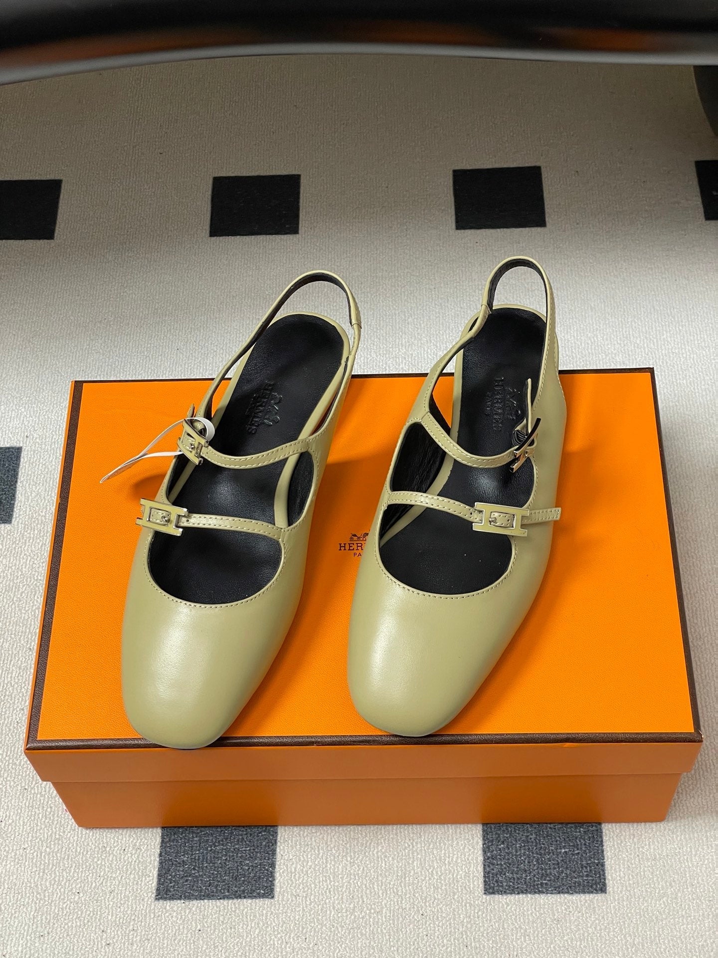 Hermes 26S Mila Open-Heel Sandals Beige in Calfskin 594346
