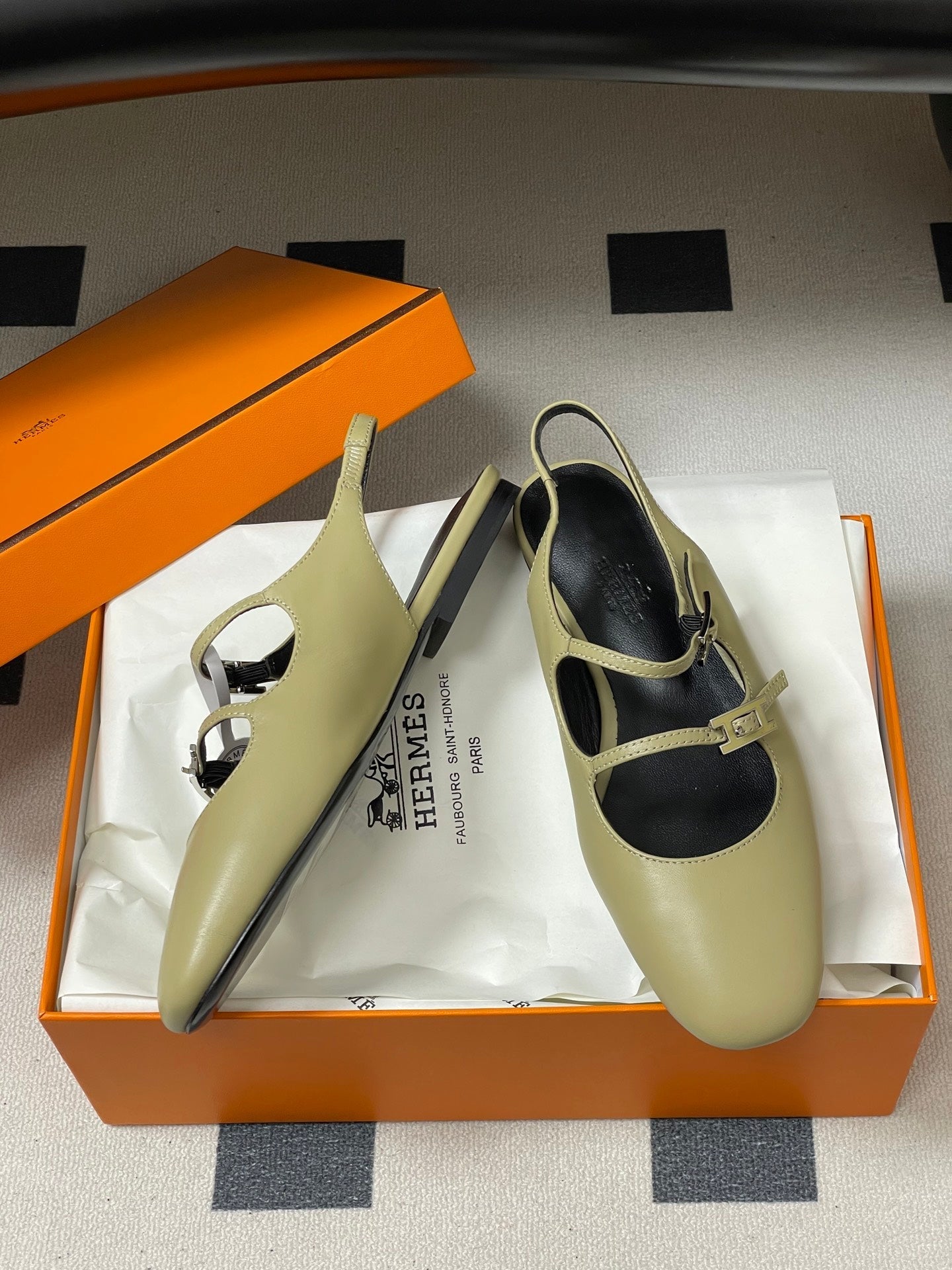 Hermes 26S Mila Open-Heel Sandals Beige in Calfskin 594346
