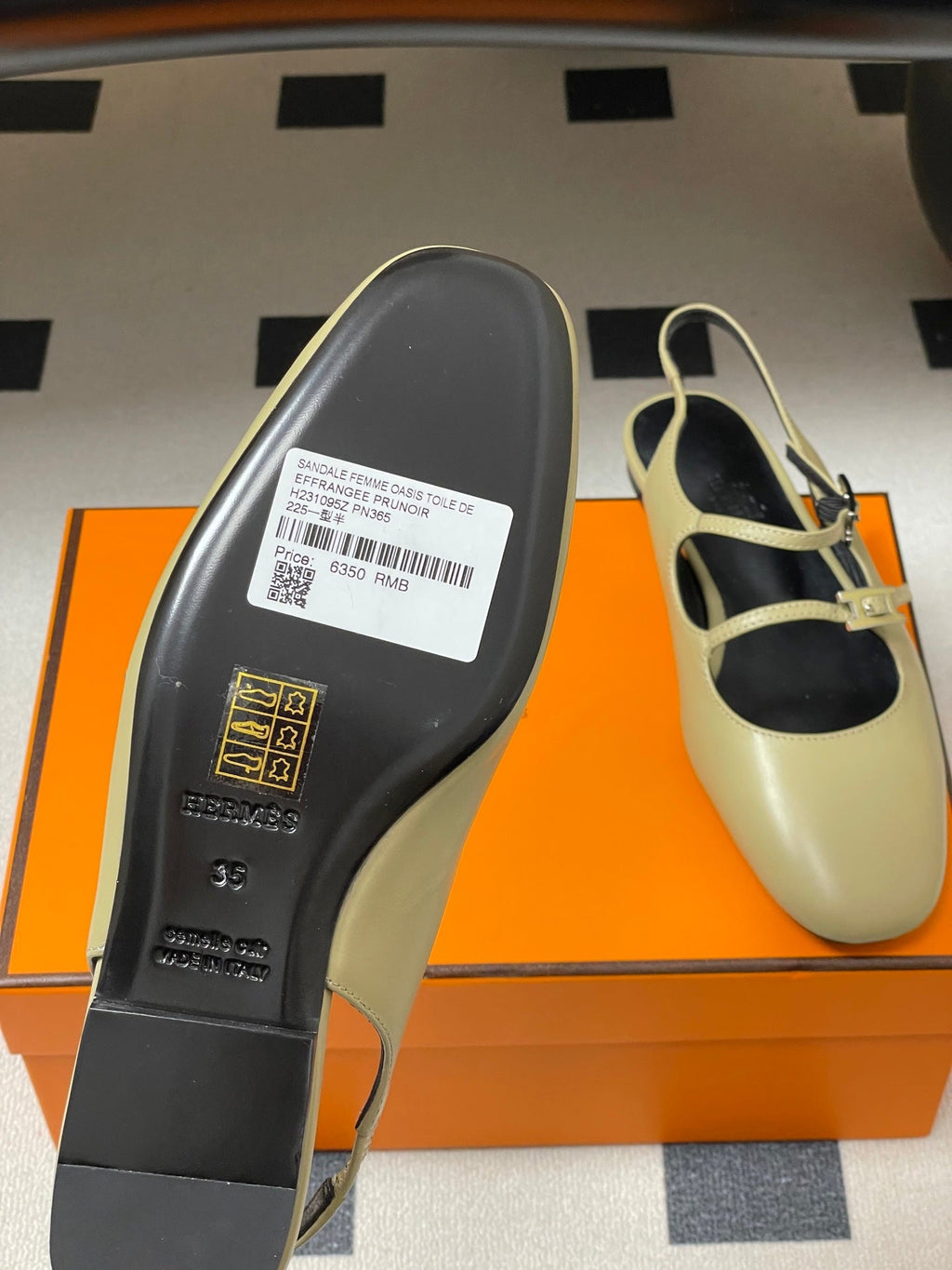 Hermes 26S Mila Open-Heel Sandals Beige in Calfskin 594346