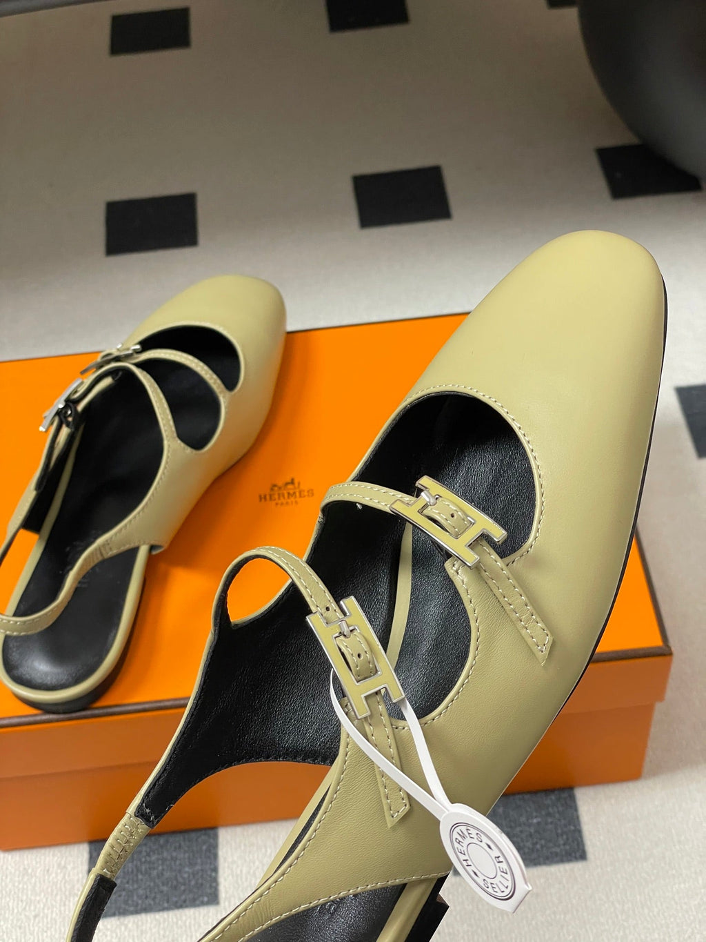 Hermes 26S Mila Open-Heel Sandals Beige in Calfskin 594346