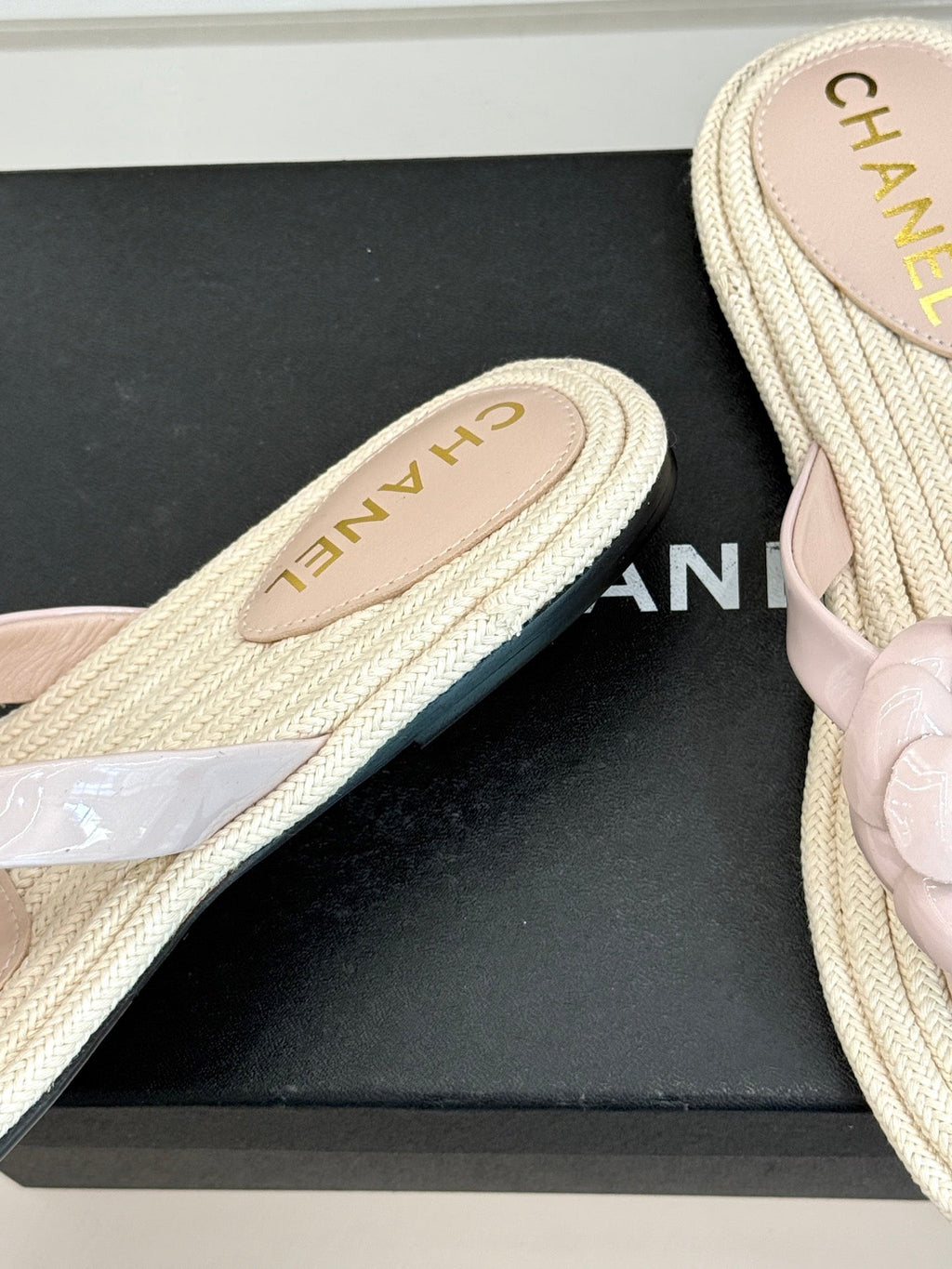 Chanel 26C Camellia Rope-Soled Flip-Flops Light Pink in Sheepskin 717714