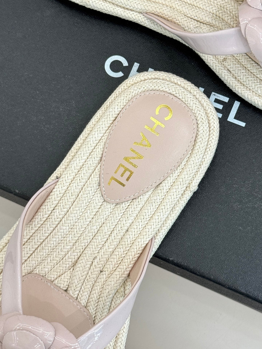 Chanel 26C Camellia Rope-Soled Flip-Flops Light Pink in Sheepskin 717714