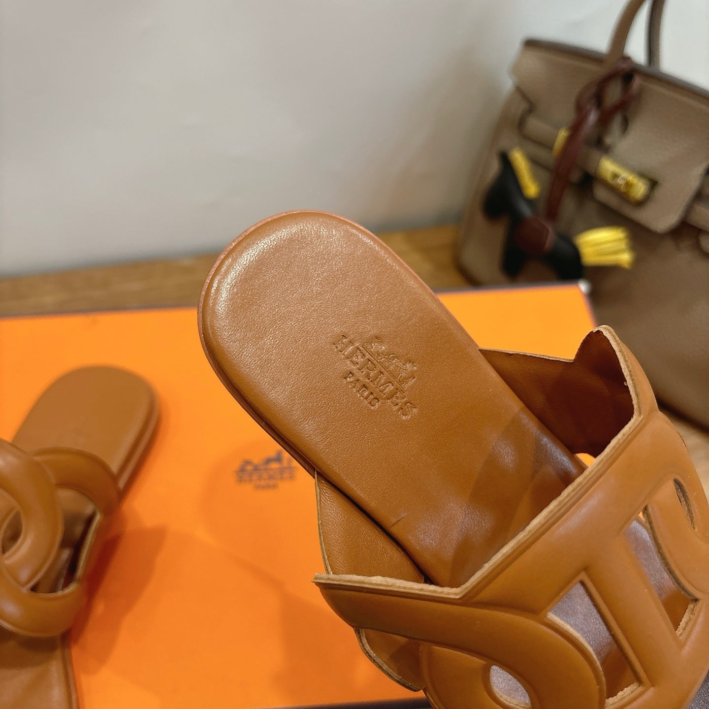 HM  Sandal Brown Silver in Calfskin 743976
