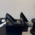 CC 26ss Logo Square-Toe Pumps Black Lambskin 835683