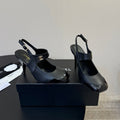 CC 26S Square-Toe Mary Jane Slingback Pumps Black Lambskin 835673