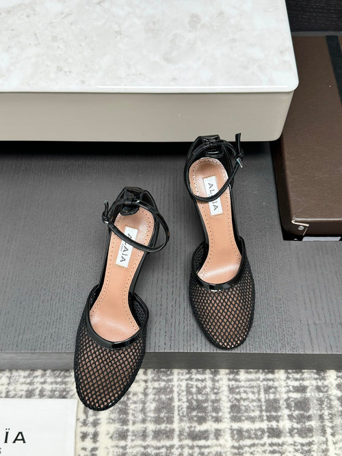 Alai Mesh Pumps 10.5cm Black Mesh & Patent Leather