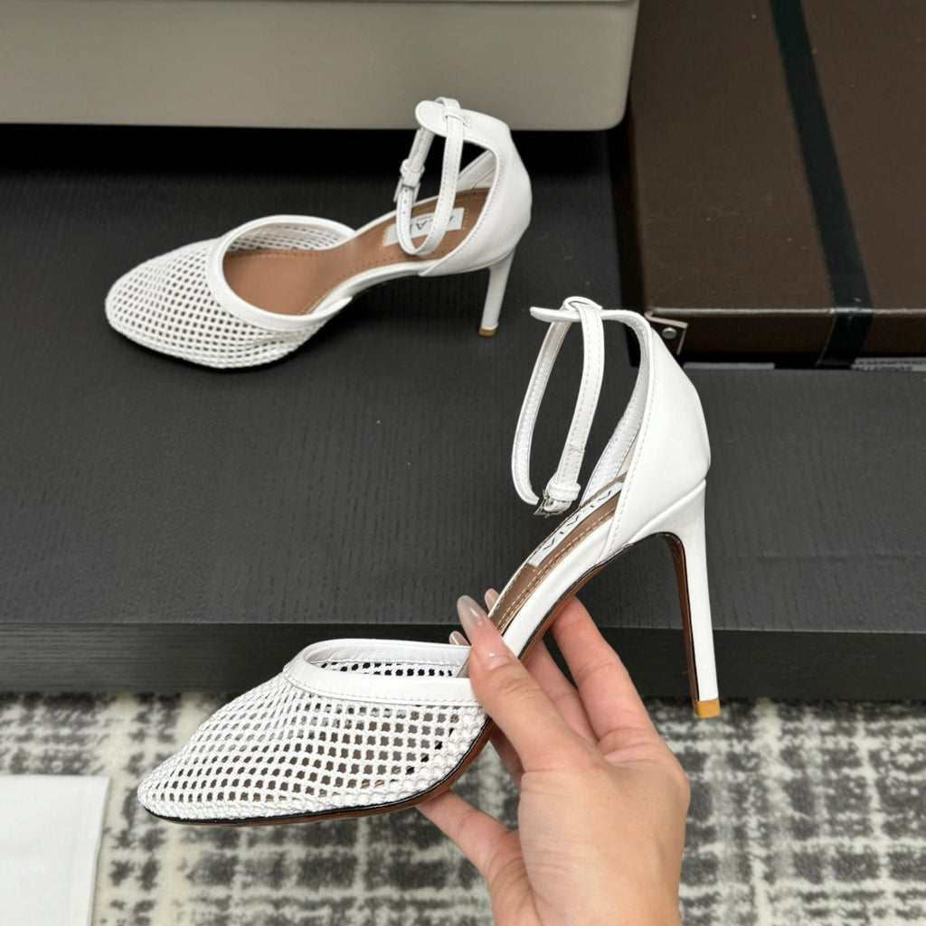 Alai Mesh Pumps 10.5cm White Mesh & Patent Leather