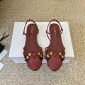 CL Gelie Flat Sandals Red Calfskin Leather 891053