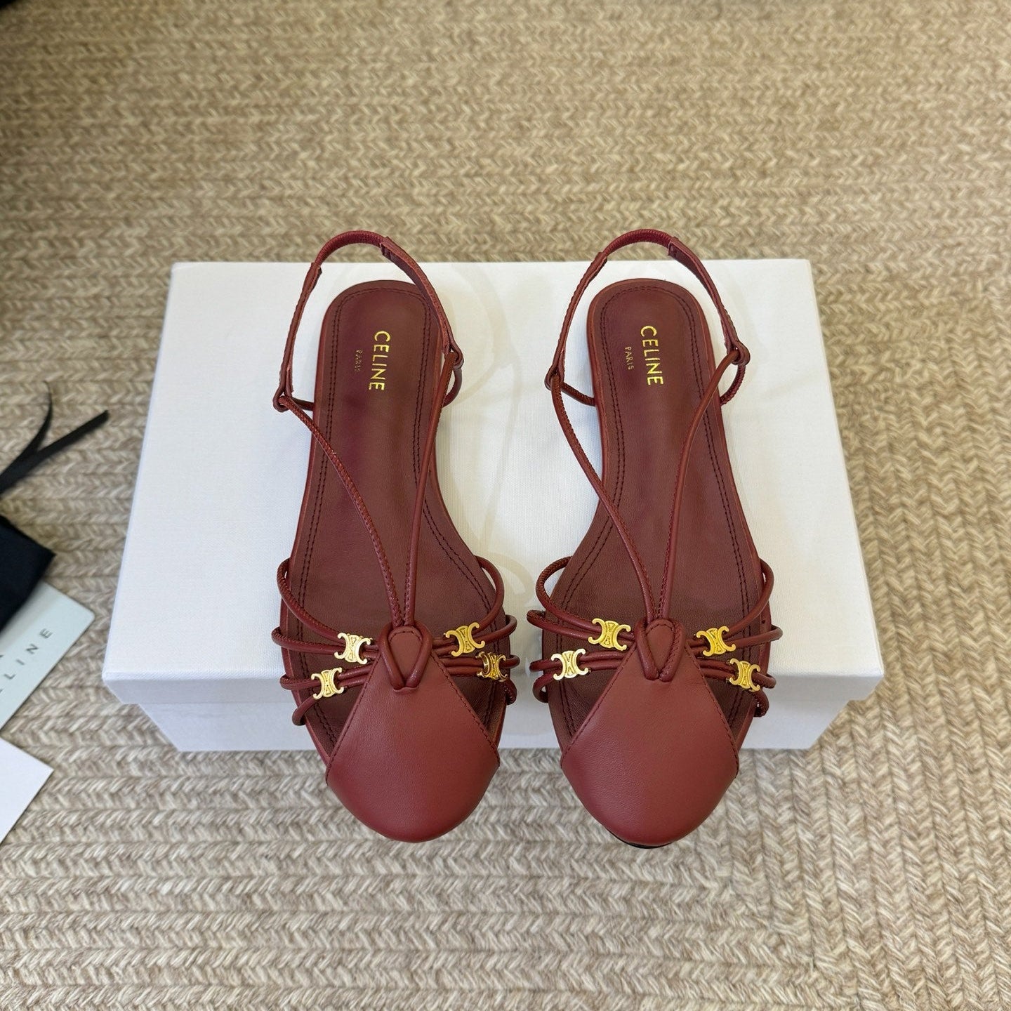 CL Gelie Flat Sandals Red Calfskin Leather 891053