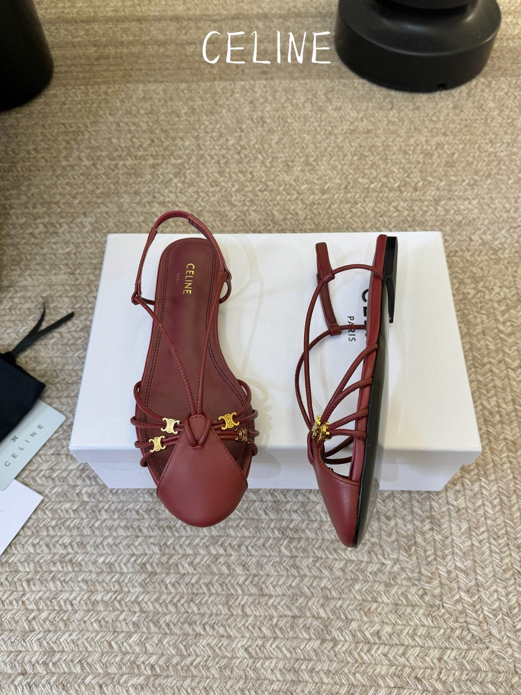 CL Gelie Flat Sandals Red Calfskin Leather 891053