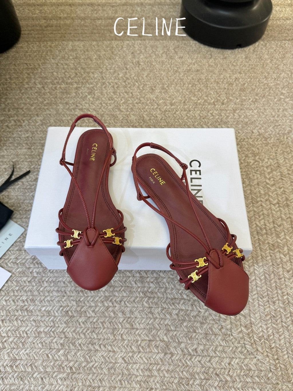 CL Gelie Flat Sandals Red Calfskin Leather 891053
