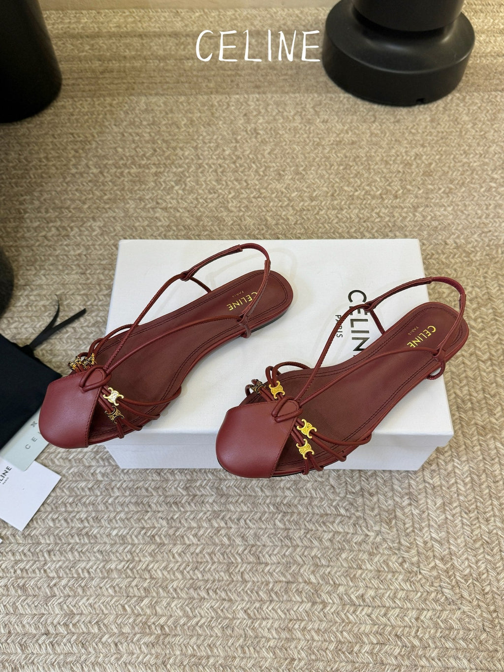CL Gelie Flat Sandals Red Calfskin Leather 891053