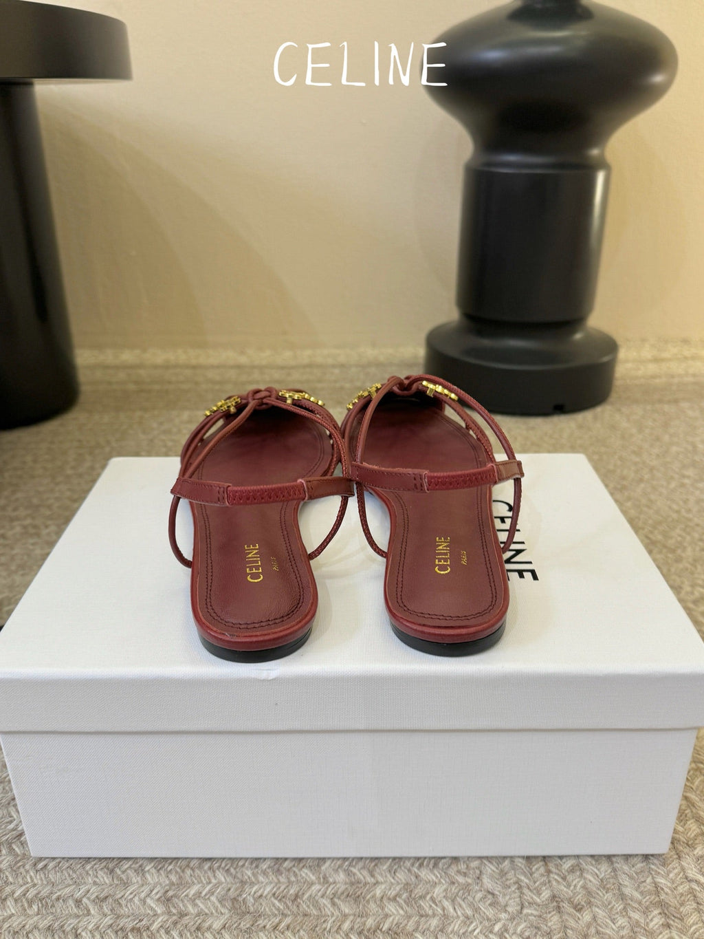 CL Gelie Flat Sandals Red Calfskin Leather 891053