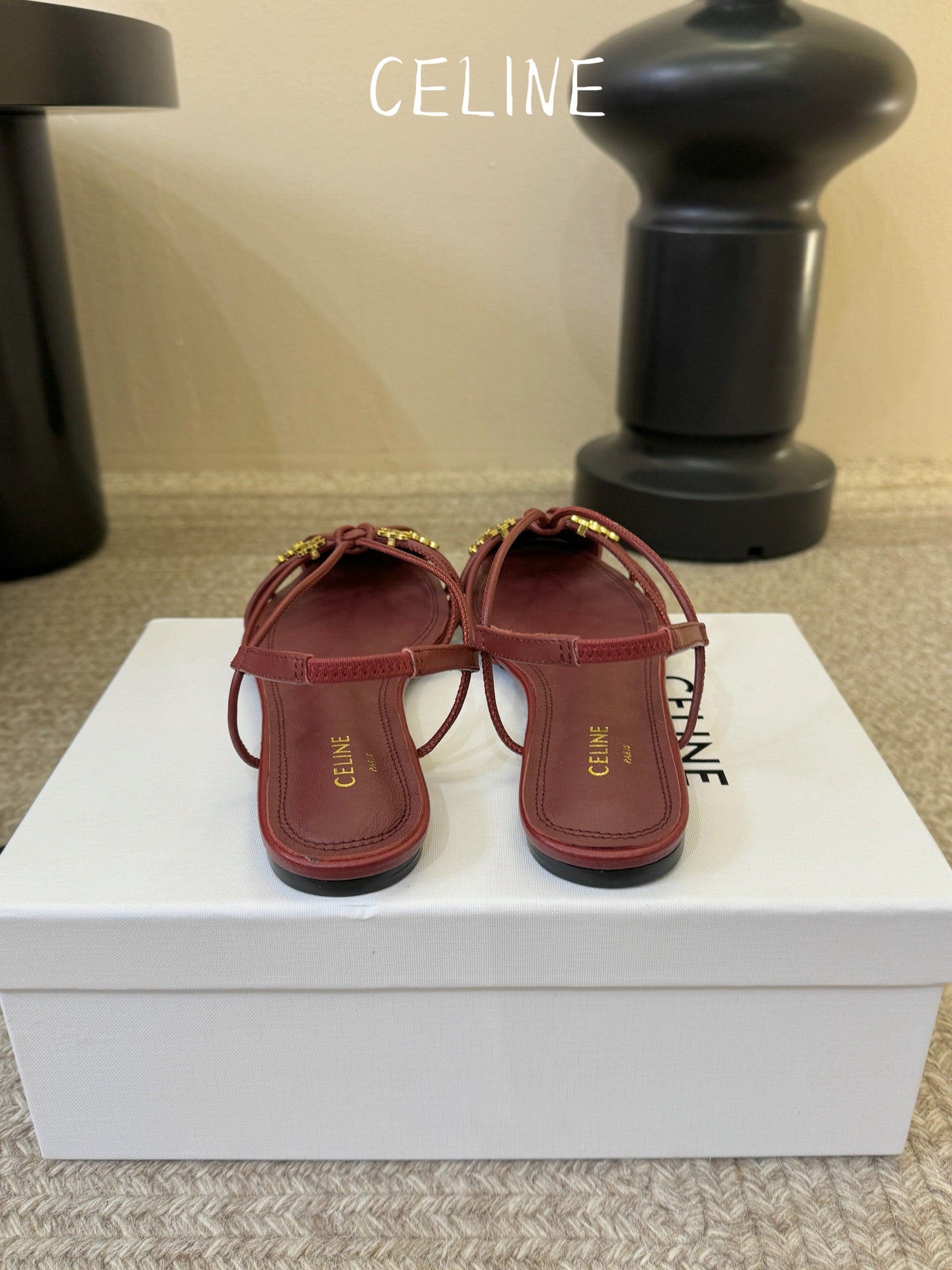 CL Gelie Flat Sandals Red Calfskin Leather 891053