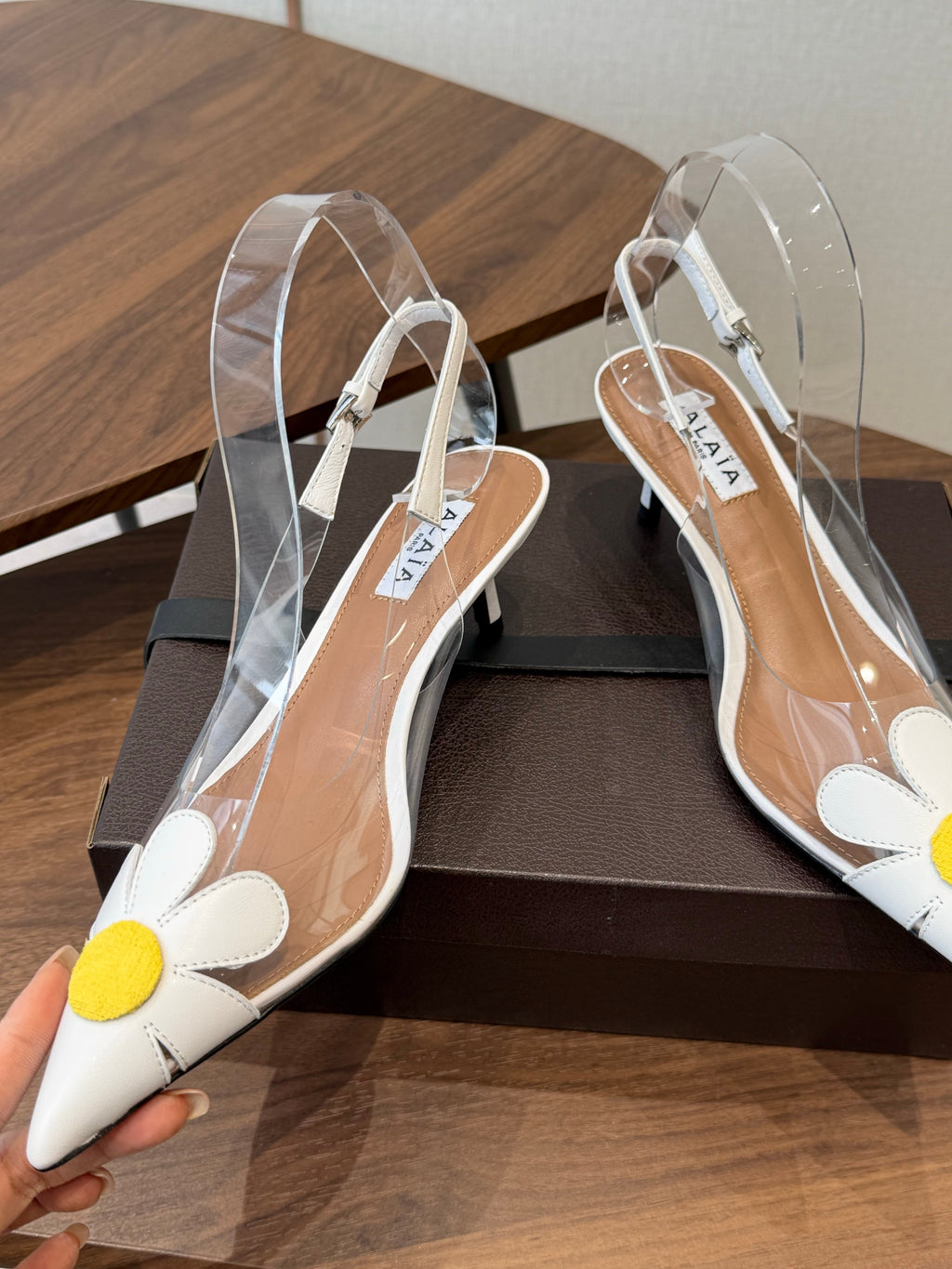 Alaia Daisy Slingback Pumps 55mm Cowhide Clear PVC 889950