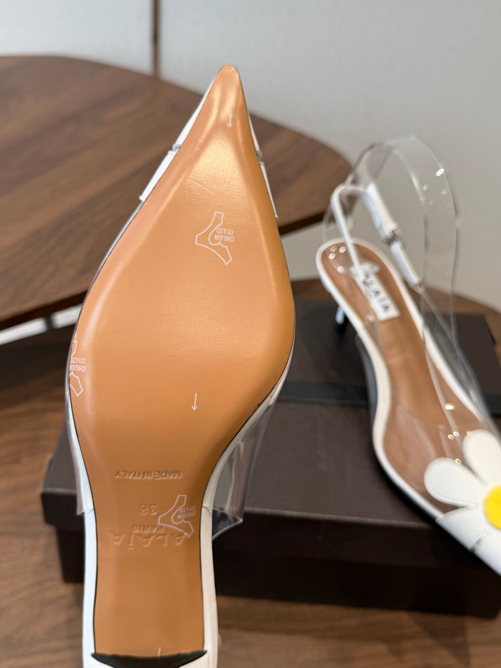 Alaia Daisy Slingback Pumps 55mm Cowhide Clear PVC 889950