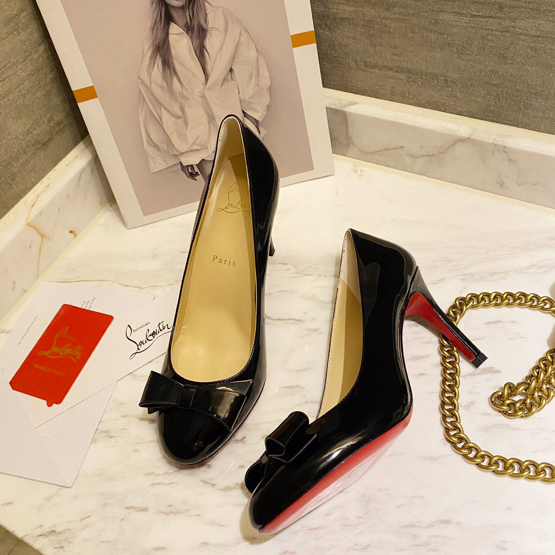 CL Simplenodo Bow Pumps 85mm Patent Leather Black
