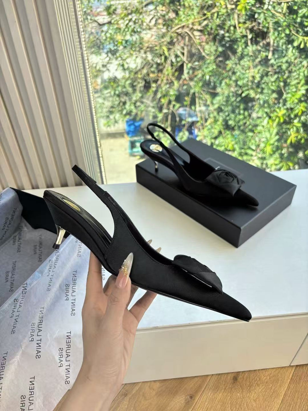 YSL Dakota Pumps 50mm Black Satin