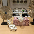 Jimmy Choo Platform Heel 120mm Sandals White Silk