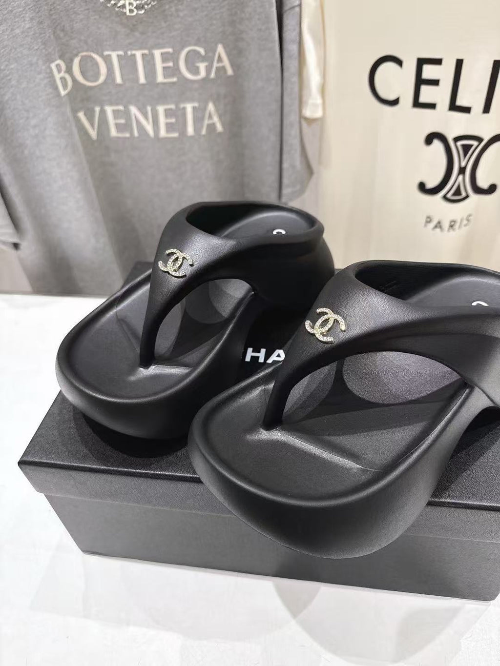 CC Platform Thong Sandal In Black TPU