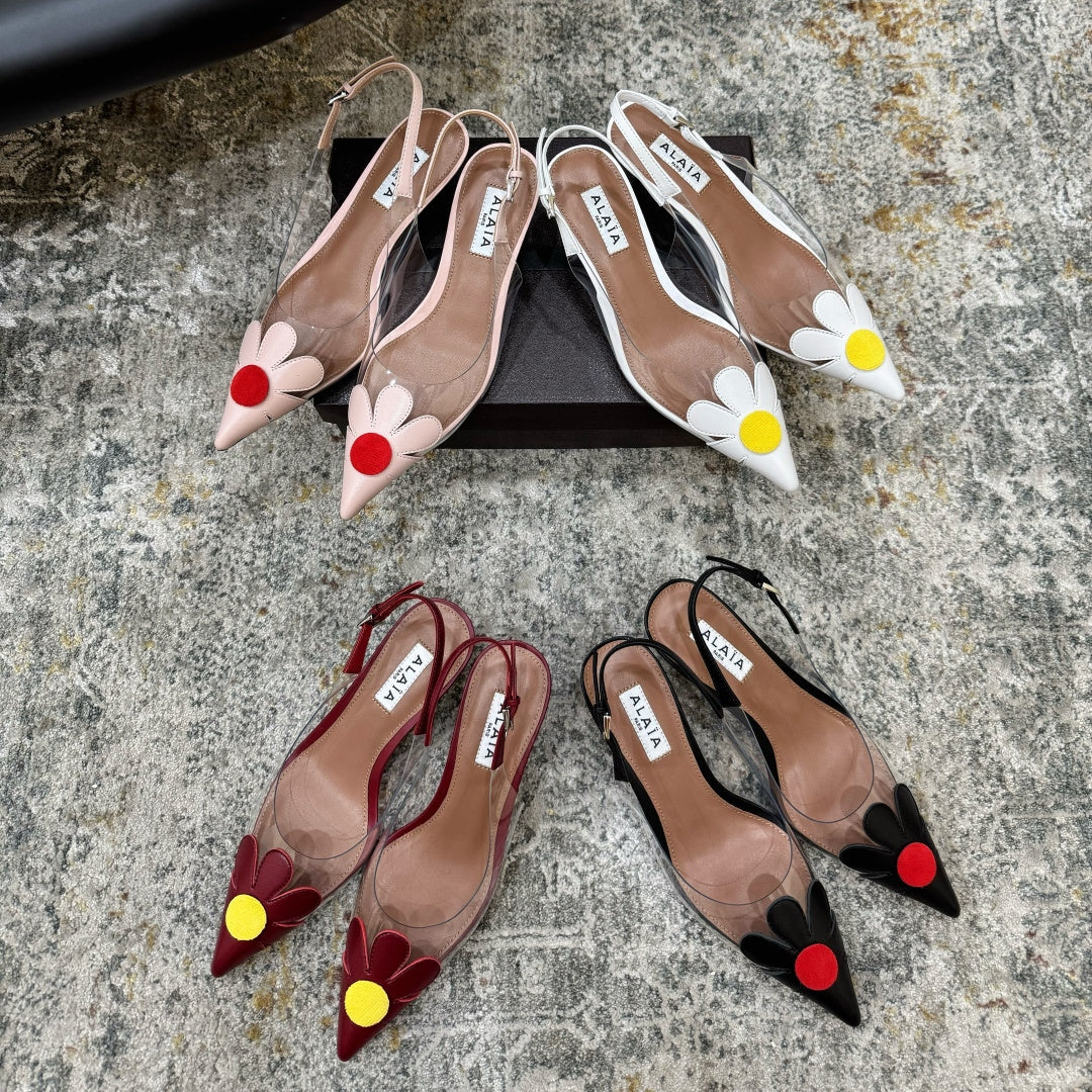 Alaia Daisy Slingback Pumps 55mm Cowhide Clear PVC 889950