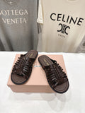 Miumiu 26ss Flat Slippers Woven Calfskin 713096