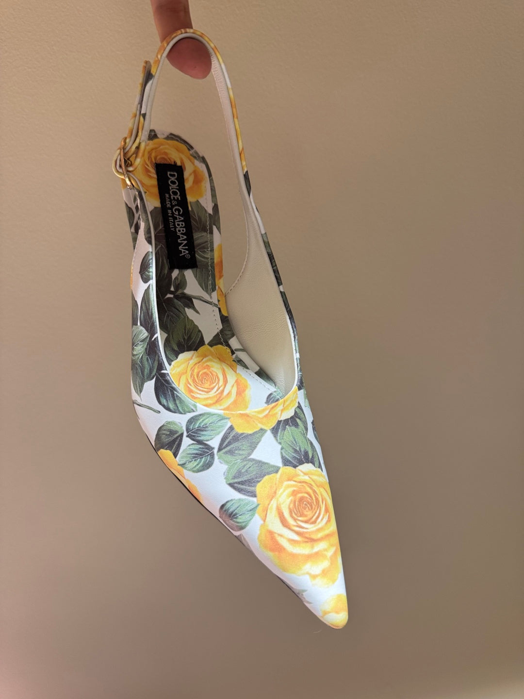 DC Slingback Pumps 65mm Yellow Rose-Print Genuine And Sheepskin 379287