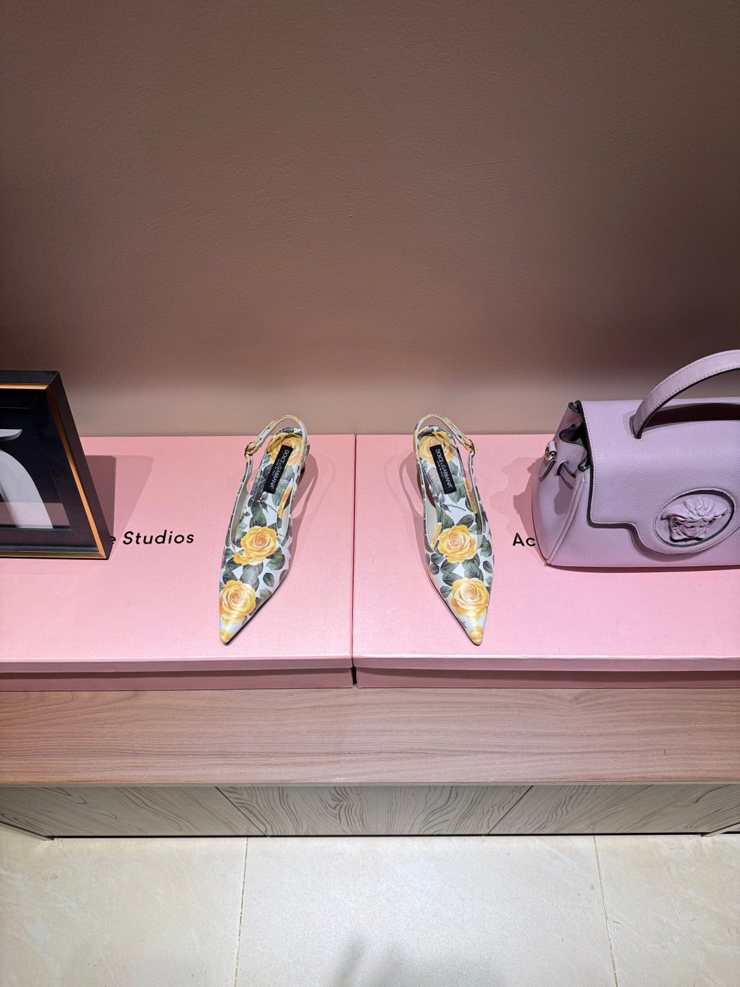 DC Slingback Pumps 65mm Yellow Rose-Print Genuine And Sheepskin 379287