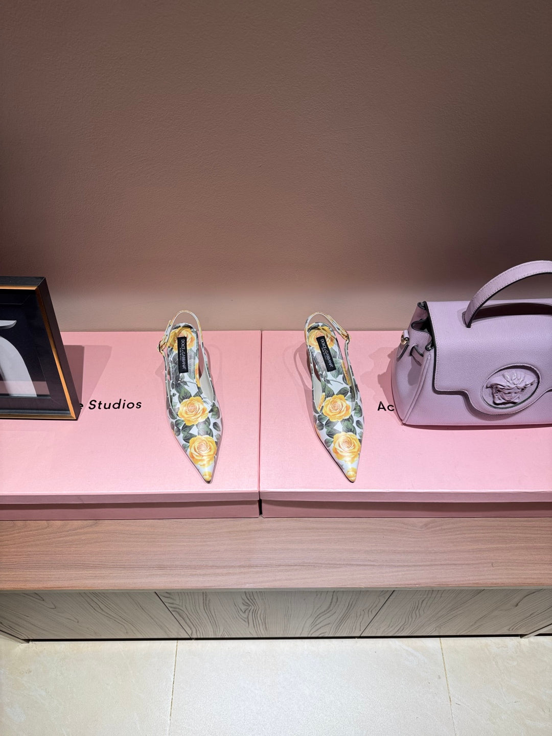 DC Slingback Pumps 65mm Yellow Rose-Print Genuine And Sheepskin 379287