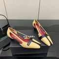 CC 26P Slingback 5cm Beige Black Lambskin Patent Leather 791608