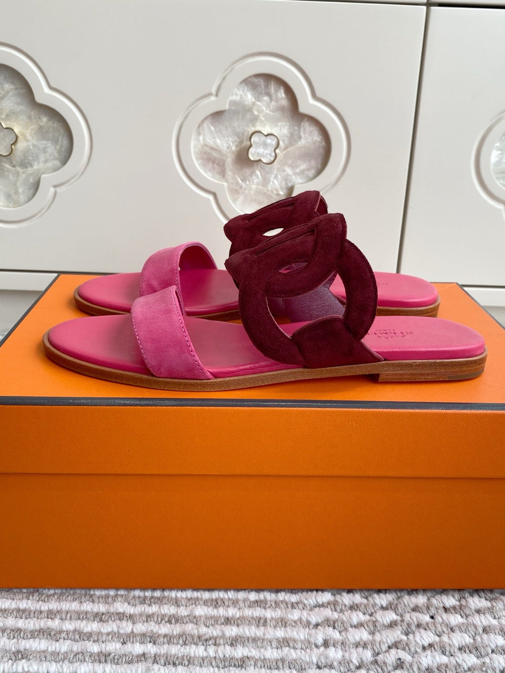 HM Lagune Sandal Hot Pink Burgundy Suede