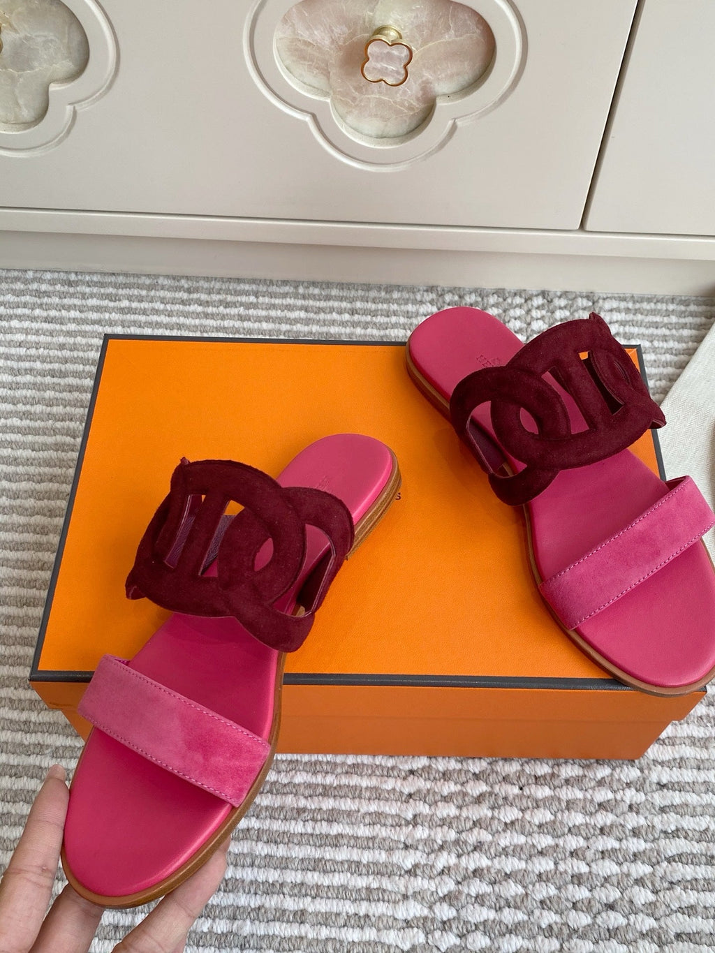HM Lagune Sandal Hot Pink Burgundy Suede