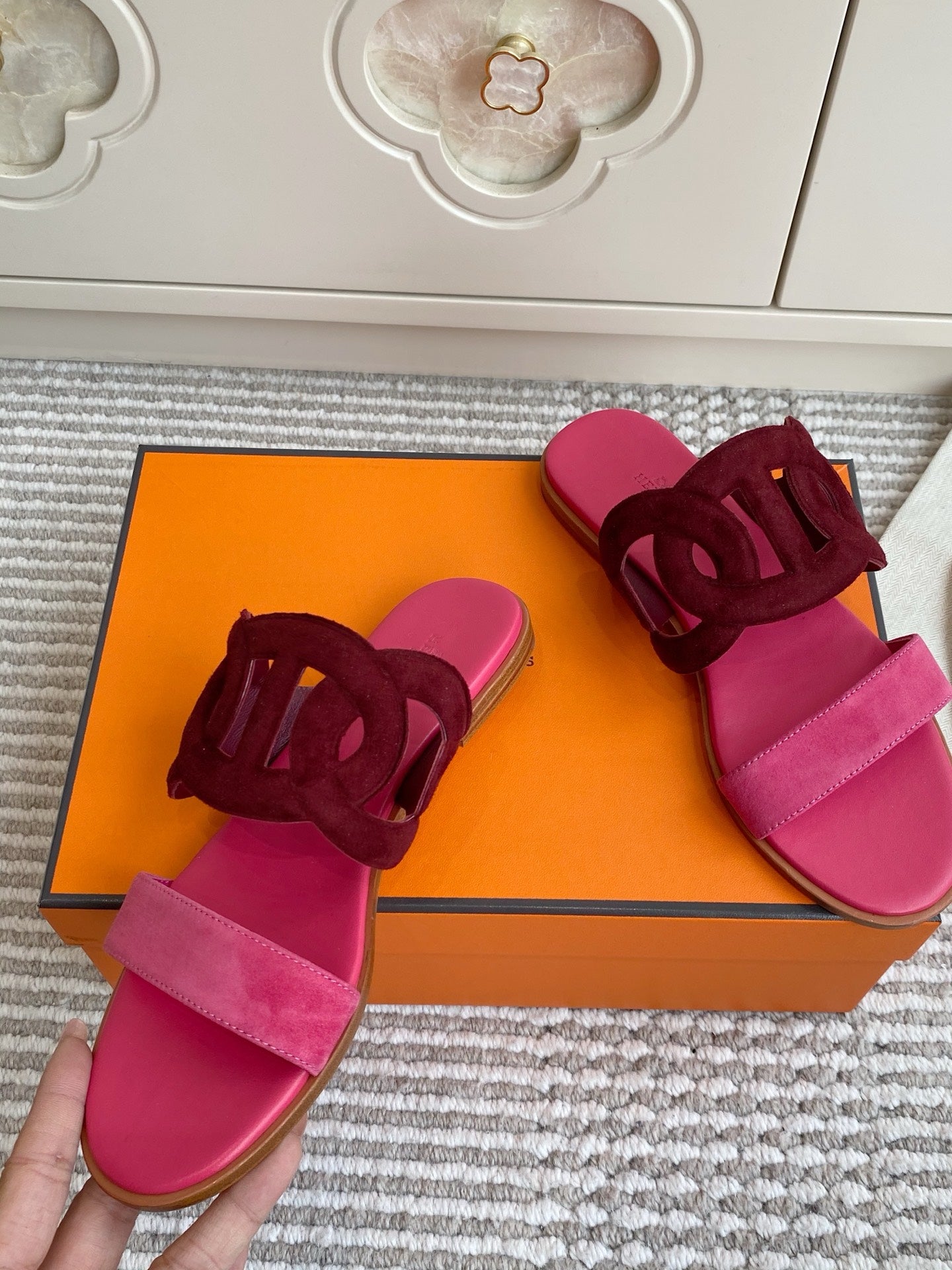 HM Lagune Sandal Hot Pink Burgundy Suede