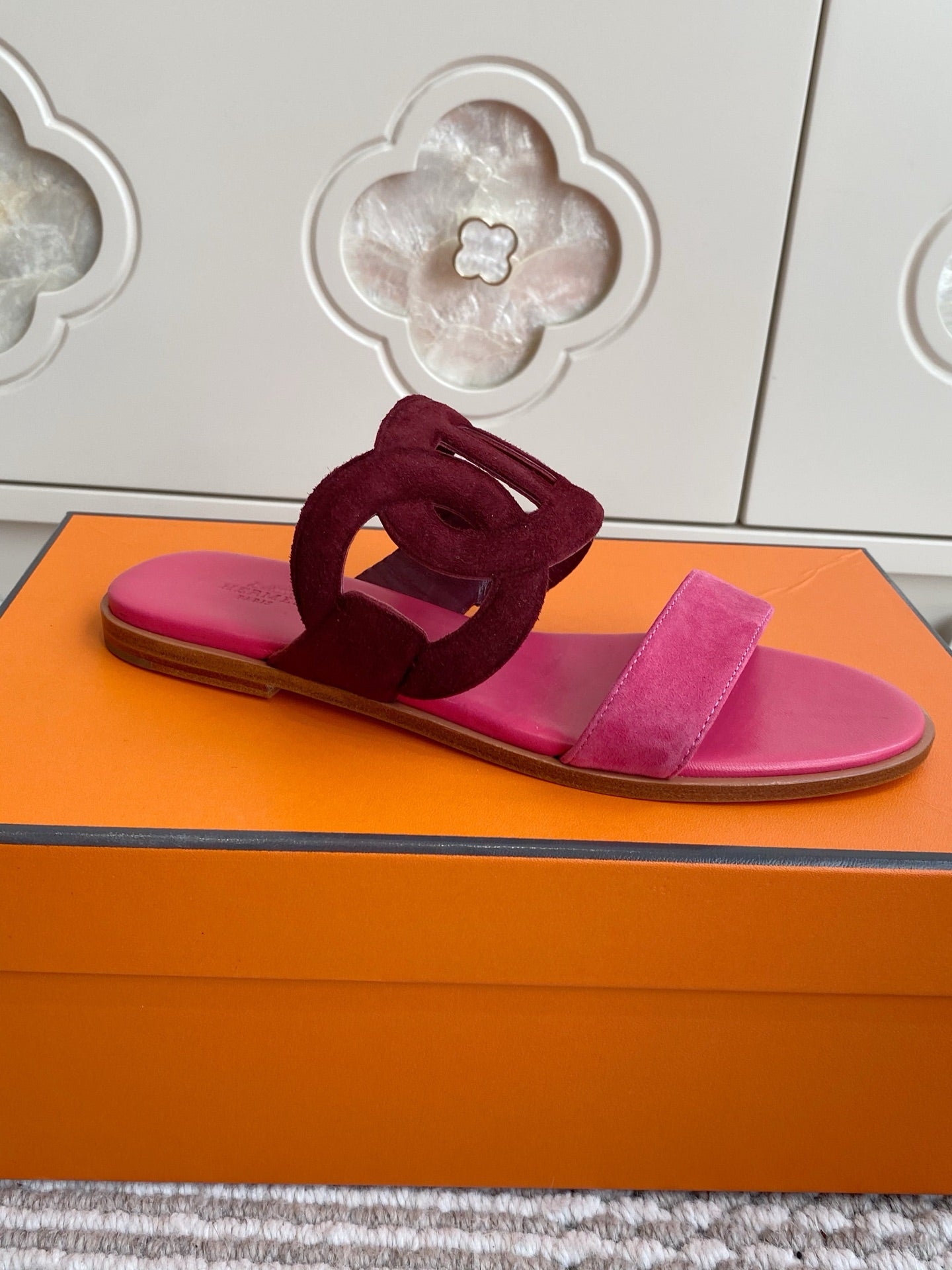 HM Lagune Sandal Hot Pink Burgundy Suede