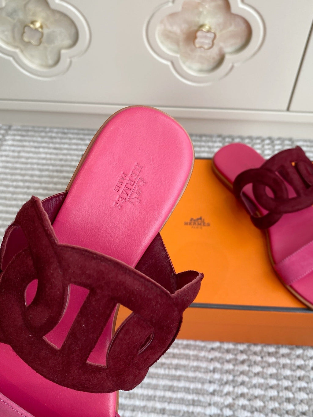 HM Lagune Sandal Hot Pink Burgundy Suede