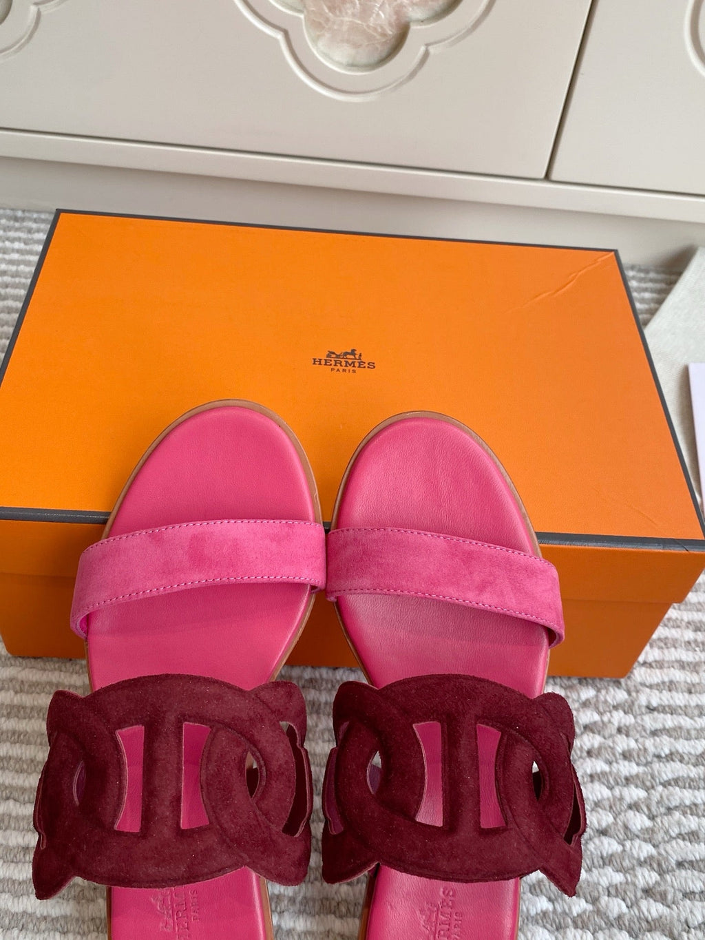 HM Lagune Sandal Hot Pink Burgundy Suede