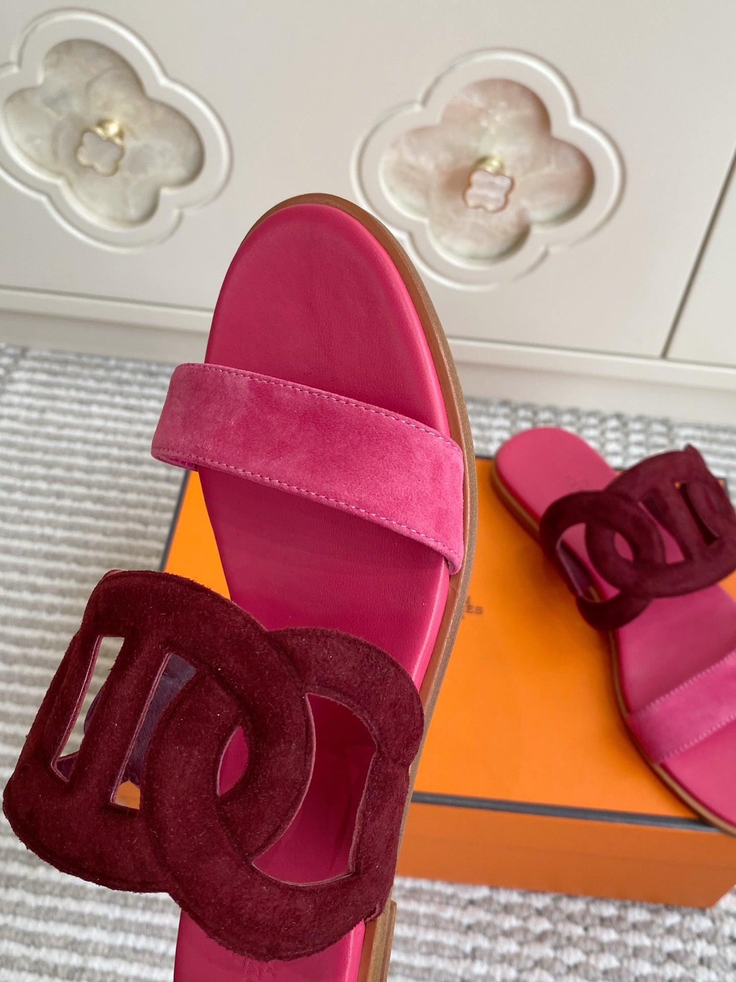 HM Lagune Sandal Hot Pink Burgundy Suede
