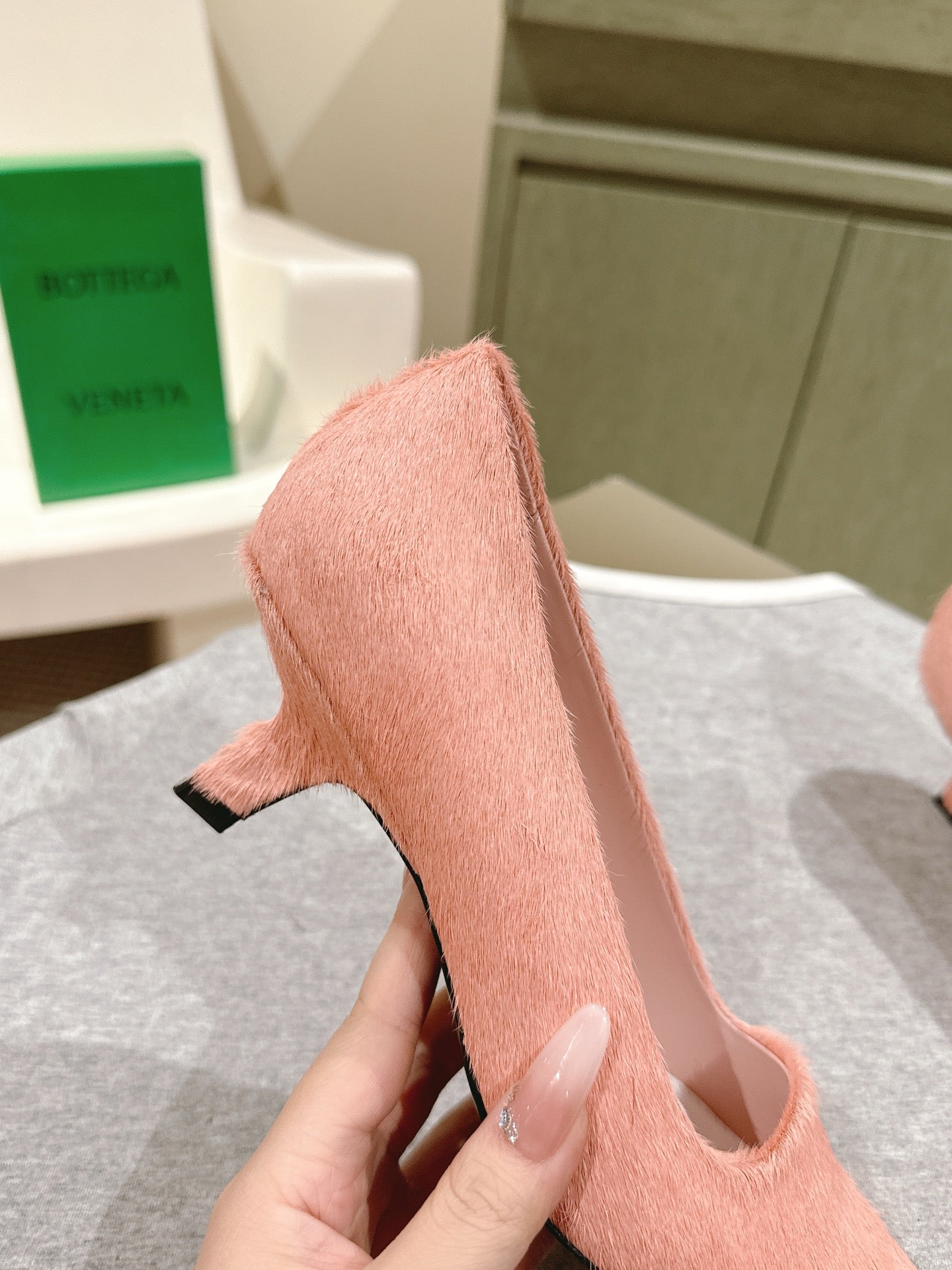 BV Kitten Heels Pumps 45mm Pink Horsehair 448415