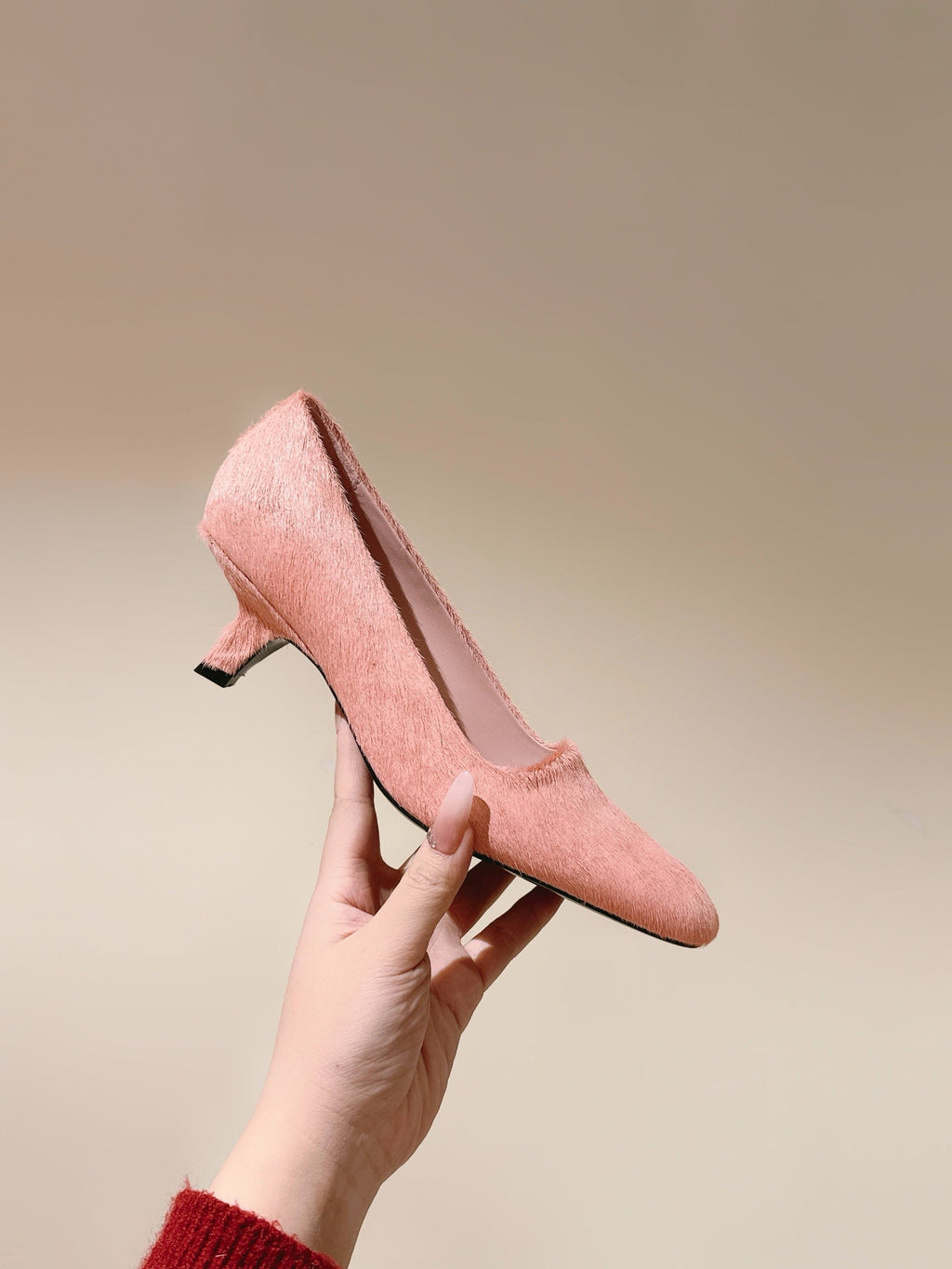 BV Kitten Heels Pumps 45mm Pink Horsehair 448415
