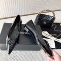 CC 26s Pointed-Toe Flats Pump Black Patent Leather 787145