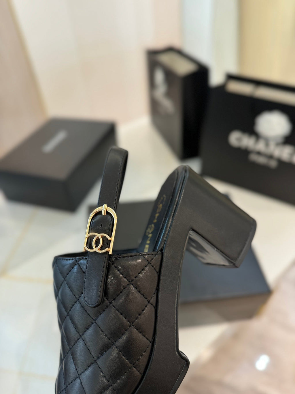 high heel 100 slingback sandal black quilted calfskin