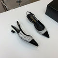 CC 26s Slingback 3.5cm Black White Wool Patent Calfskin 792590