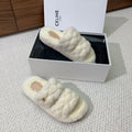 CL 26s Two-Strap Quilted Sandals In White Wool