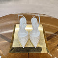 RC Slingback Shoe 7.5cm White Rhinestone Sheepskin 281985